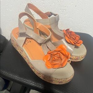 Spring Step Beige and Orange Espadrilles